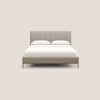 Calliope letto imbottito piedini alti completamente sfoderabile in tessuto smacchiabile T17 beige 