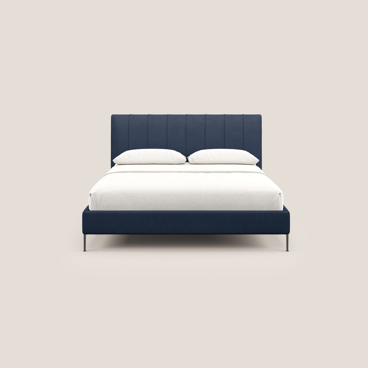 Calliope letto imbottito piedini alti completamente sfoderabile in tessuto smacchiabile T17 blu 