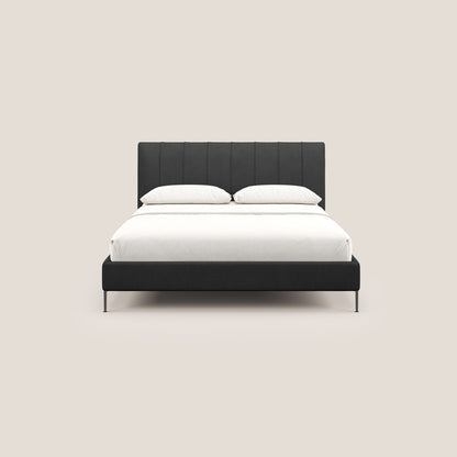 Calliope letto imbottito piedini alti completamente sfoderabile in tessuto smacchiabile T17 antracite 