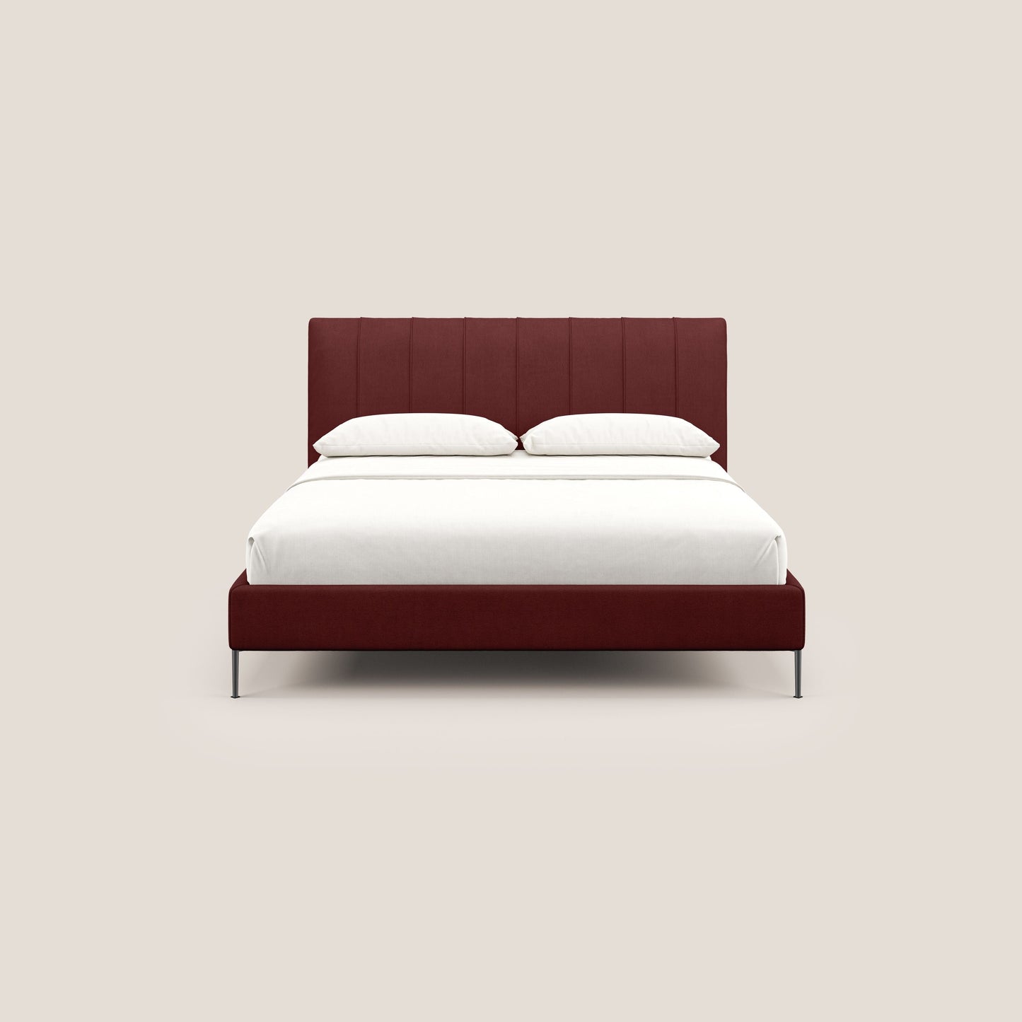 Calliope letto imbottito piedini alti completamente sfoderabile in tessuto smacchiabile T17 rosso 