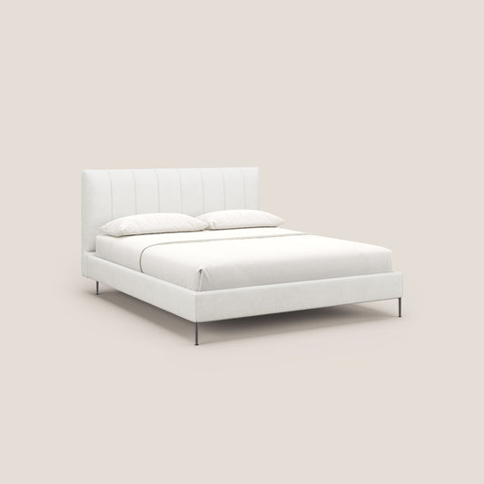 Calliope letto imbottito piedini alti completamente sfoderabile in tessuto smacchiabile T17 bianco 