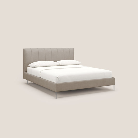 Calliope letto imbottito piedini alti completamente sfoderabile in tessuto smacchiabile T17 beige 
