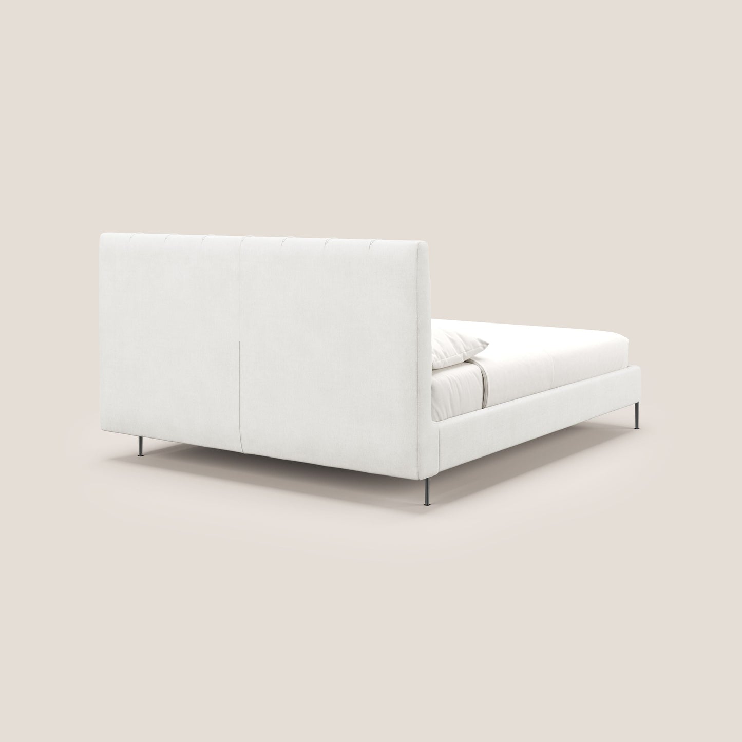 Calliope letto imbottito piedini alti completamente sfoderabile in tessuto smacchiabile T17 bianco 