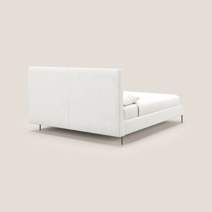 Calliope letto imbottito piedini alti completamente sfoderabile in tessuto smacchiabile T17 bianco 