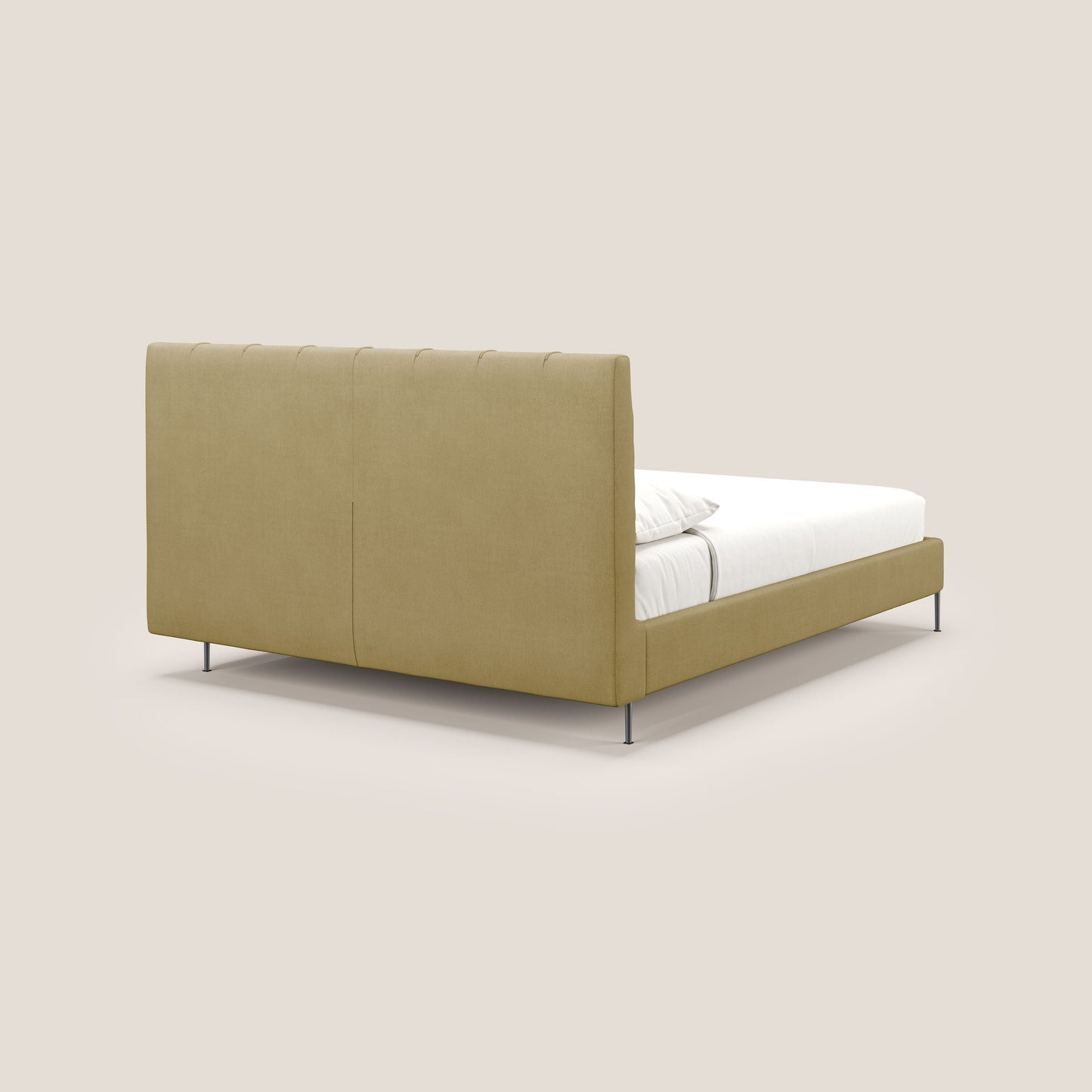 Calliope letto imbottito piedini alti completamente sfoderabile in tessuto smacchiabile T17 giallo 