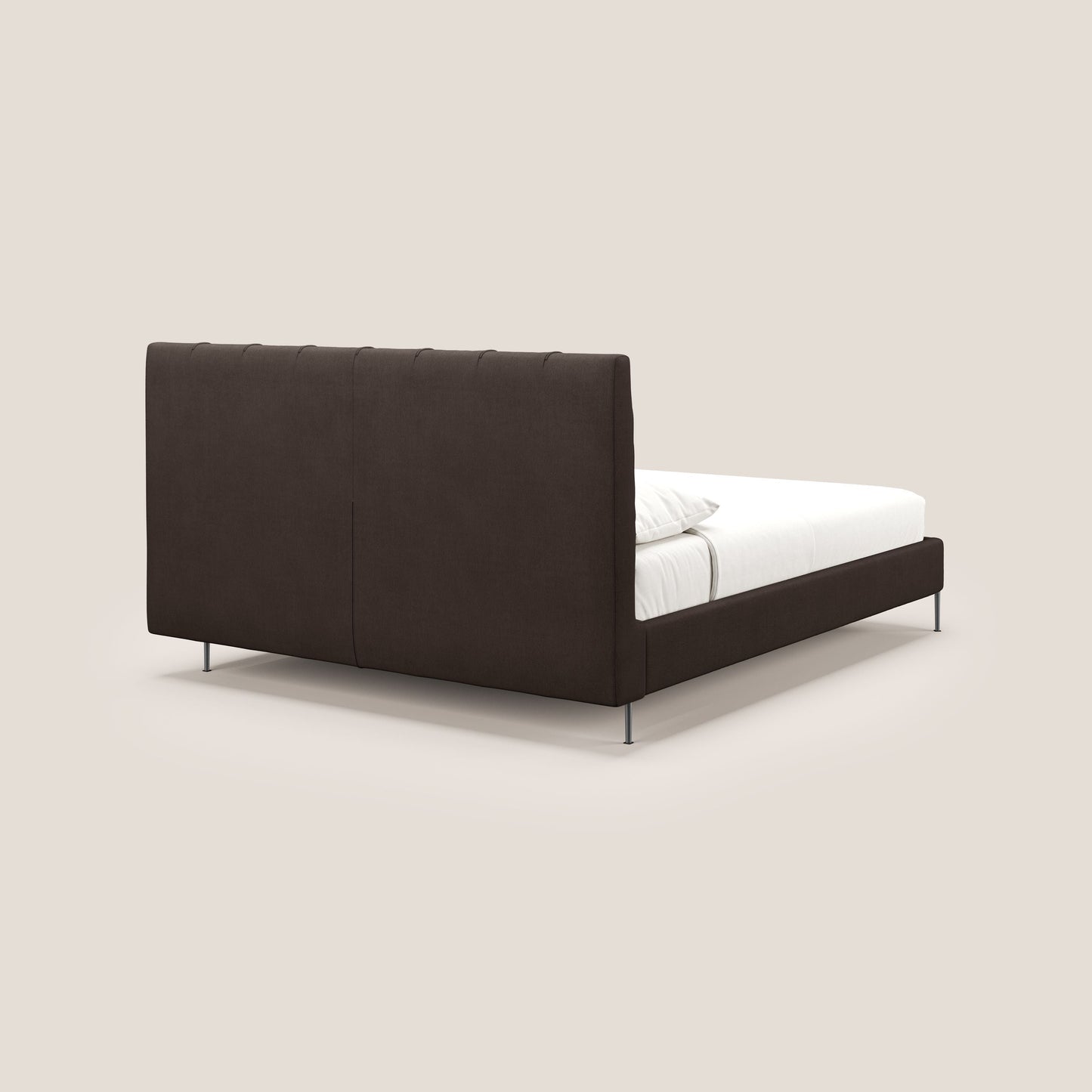 Calliope letto imbottito piedini alti completamente sfoderabile in tessuto smacchiabile T17 marrone 