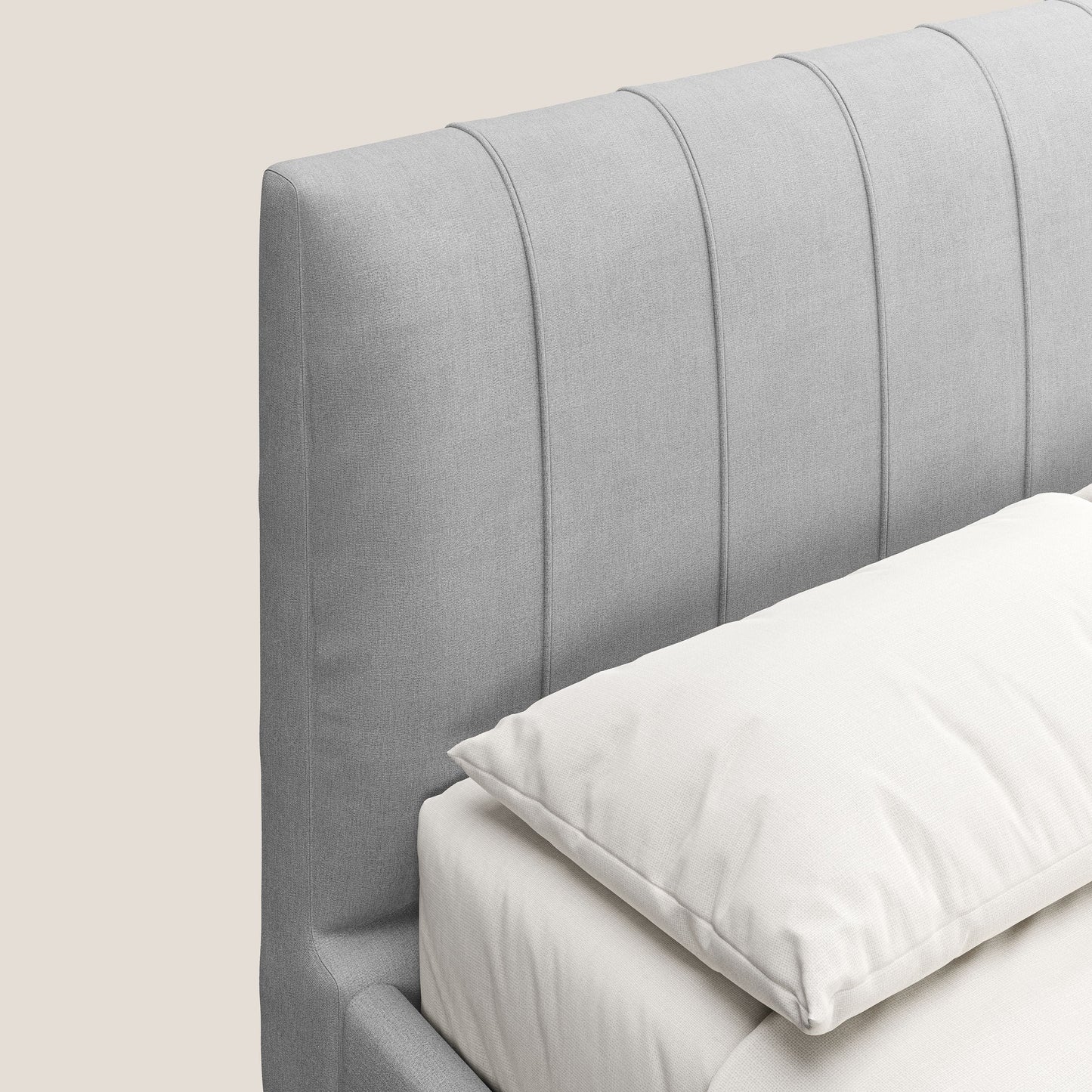 Calliope letto imbottito piedini alti completamente sfoderabile in tessuto smacchiabile T17 grigio 