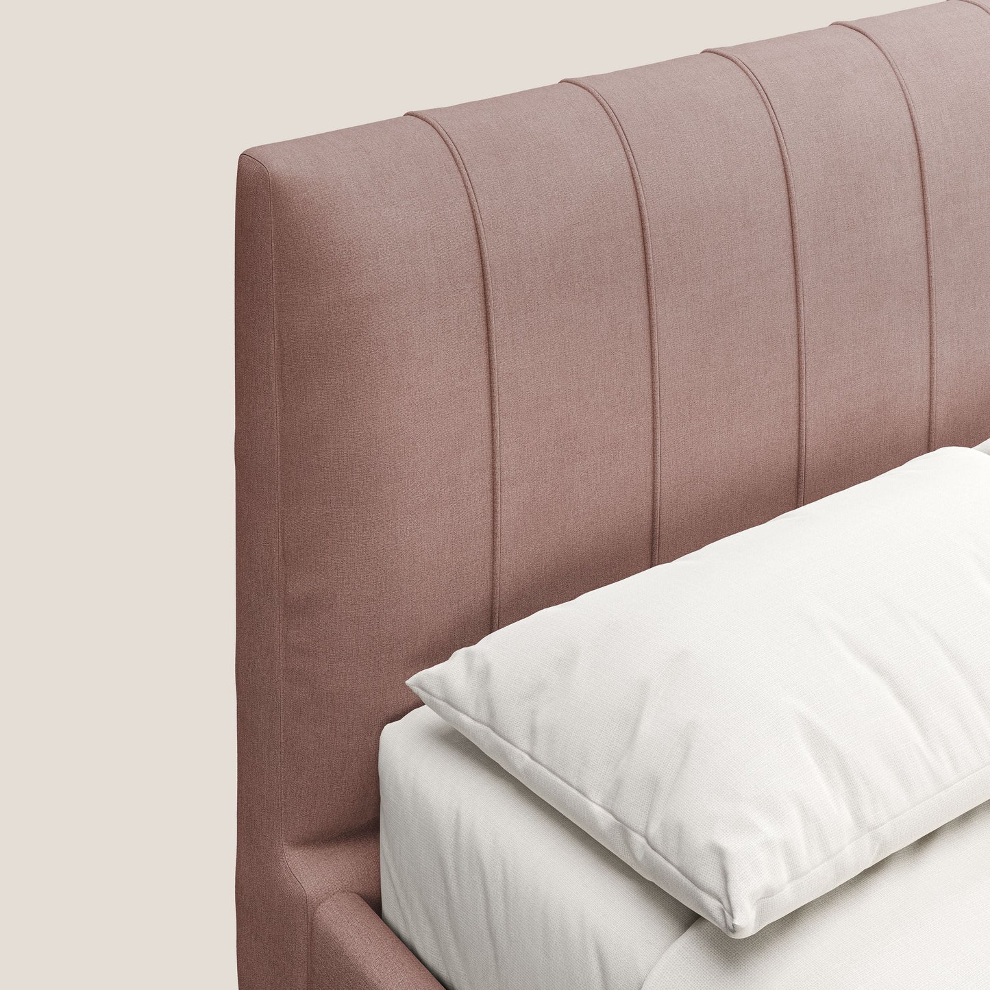 Calliope letto imbottito piedini alti completamente sfoderabile in tessuto smacchiabile T17 rosa 