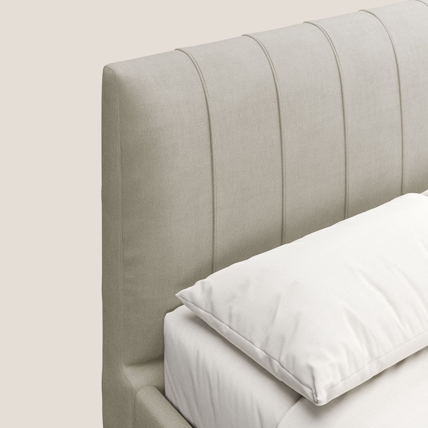 Calliope letto imbottito piedini alti completamente sfoderabile in tessuto smacchiabile T17 panna 