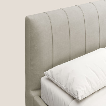 Calliope letto imbottito piedini alti completamente sfoderabile in tessuto smacchiabile T17 panna 