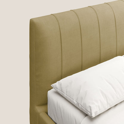 Calliope letto imbottito piedini alti completamente sfoderabile in tessuto smacchiabile T17 giallo 