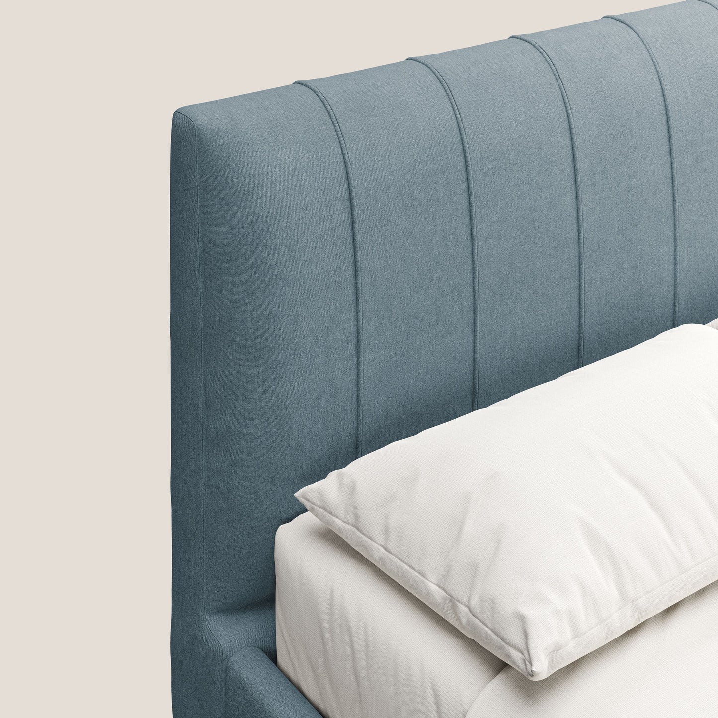 Calliope letto imbottito piedini alti completamente sfoderabile in tessuto smacchiabile T17 carta da zucchero 