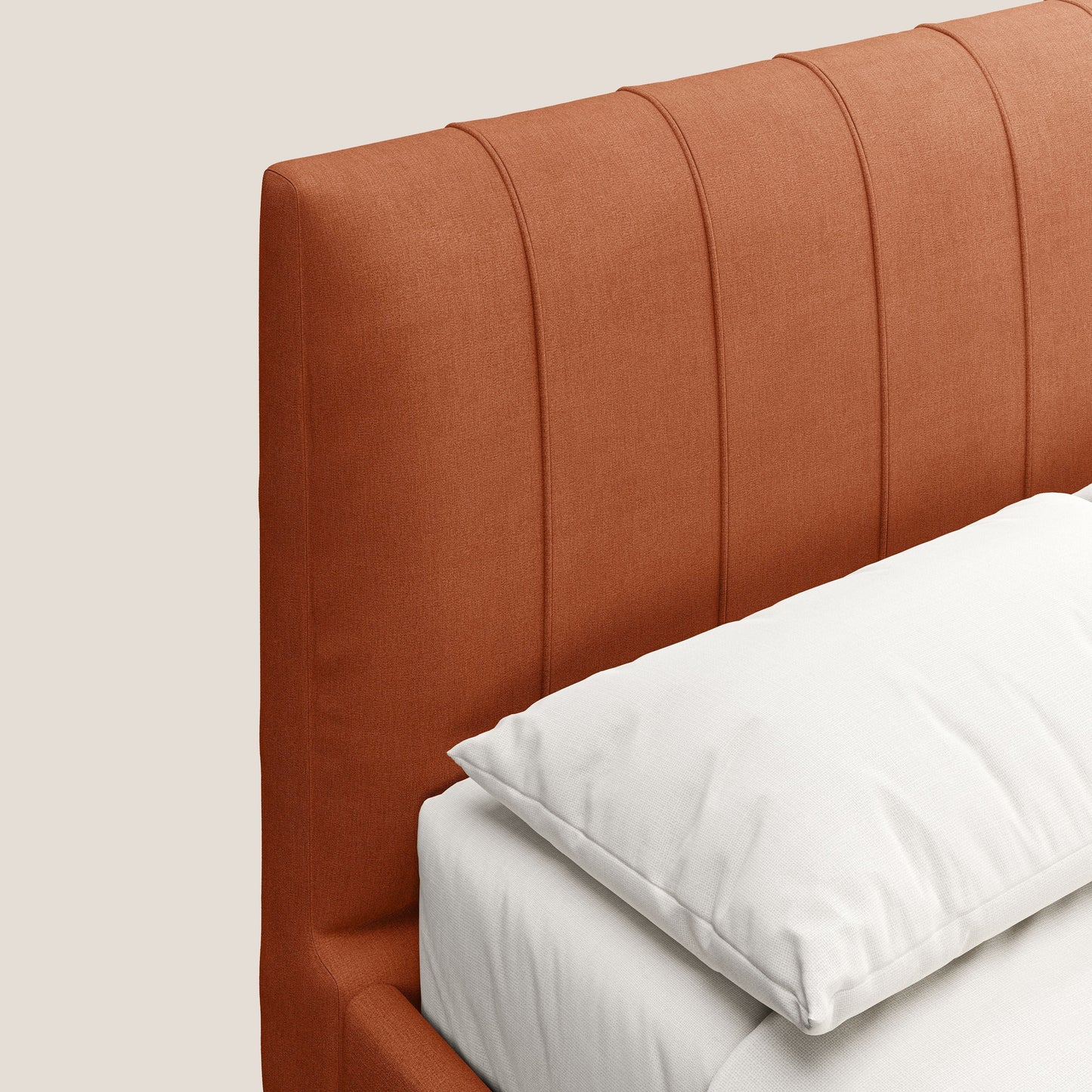 Calliope letto imbottito piedini alti completamente sfoderabile in tessuto smacchiabile T17 arancio 