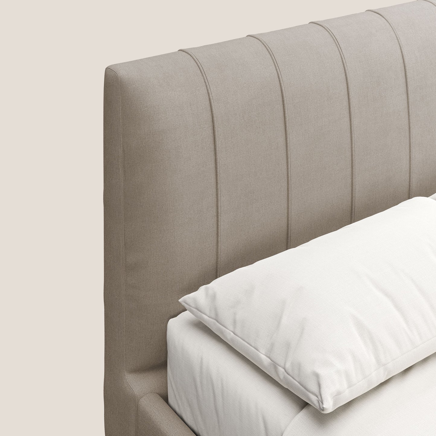 Calliope letto imbottito piedini alti completamente sfoderabile in tessuto smacchiabile T17 beige 