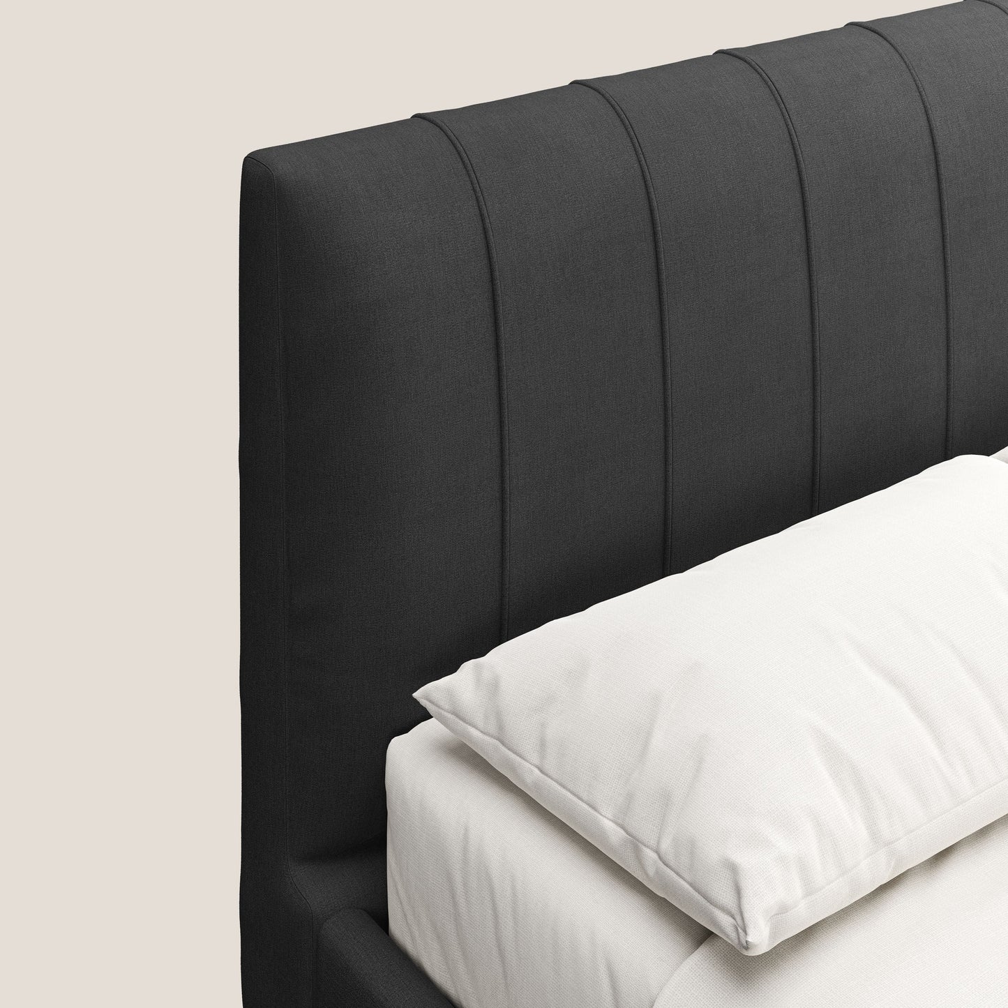 Calliope letto imbottito piedini alti completamente sfoderabile in tessuto smacchiabile T17 antracite 