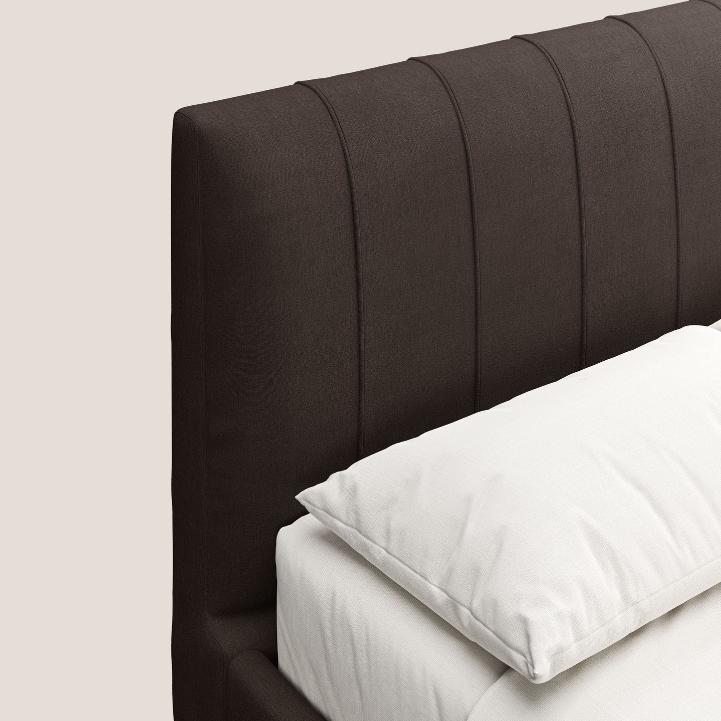 Calliope letto imbottito piedini alti completamente sfoderabile in tessuto smacchiabile T17 marrone 