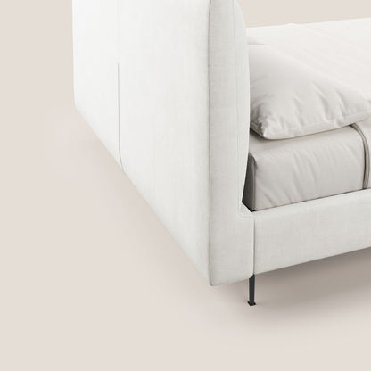 Calliope letto imbottito piedini alti completamente sfoderabile in tessuto smacchiabile T17 bianco 