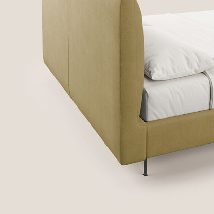 Calliope letto imbottito piedini alti completamente sfoderabile in tessuto smacchiabile T17 giallo 