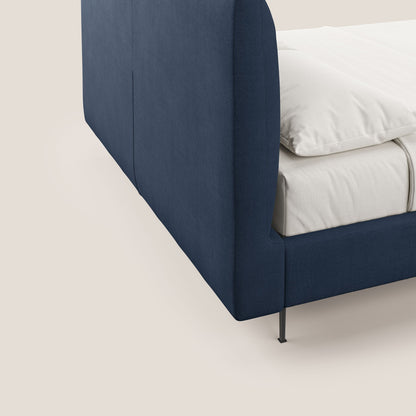Calliope letto imbottito piedini alti completamente sfoderabile in tessuto smacchiabile T17 blu 