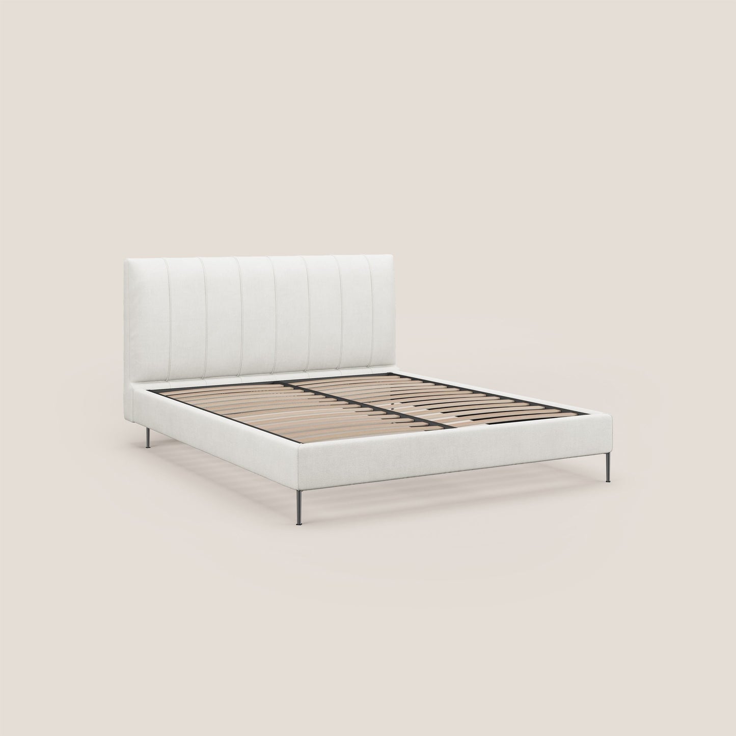 Calliope letto imbottito piedini alti completamente sfoderabile in tessuto smacchiabile T17 bianco 