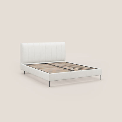 Calliope letto imbottito piedini alti completamente sfoderabile in tessuto smacchiabile T17 bianco 