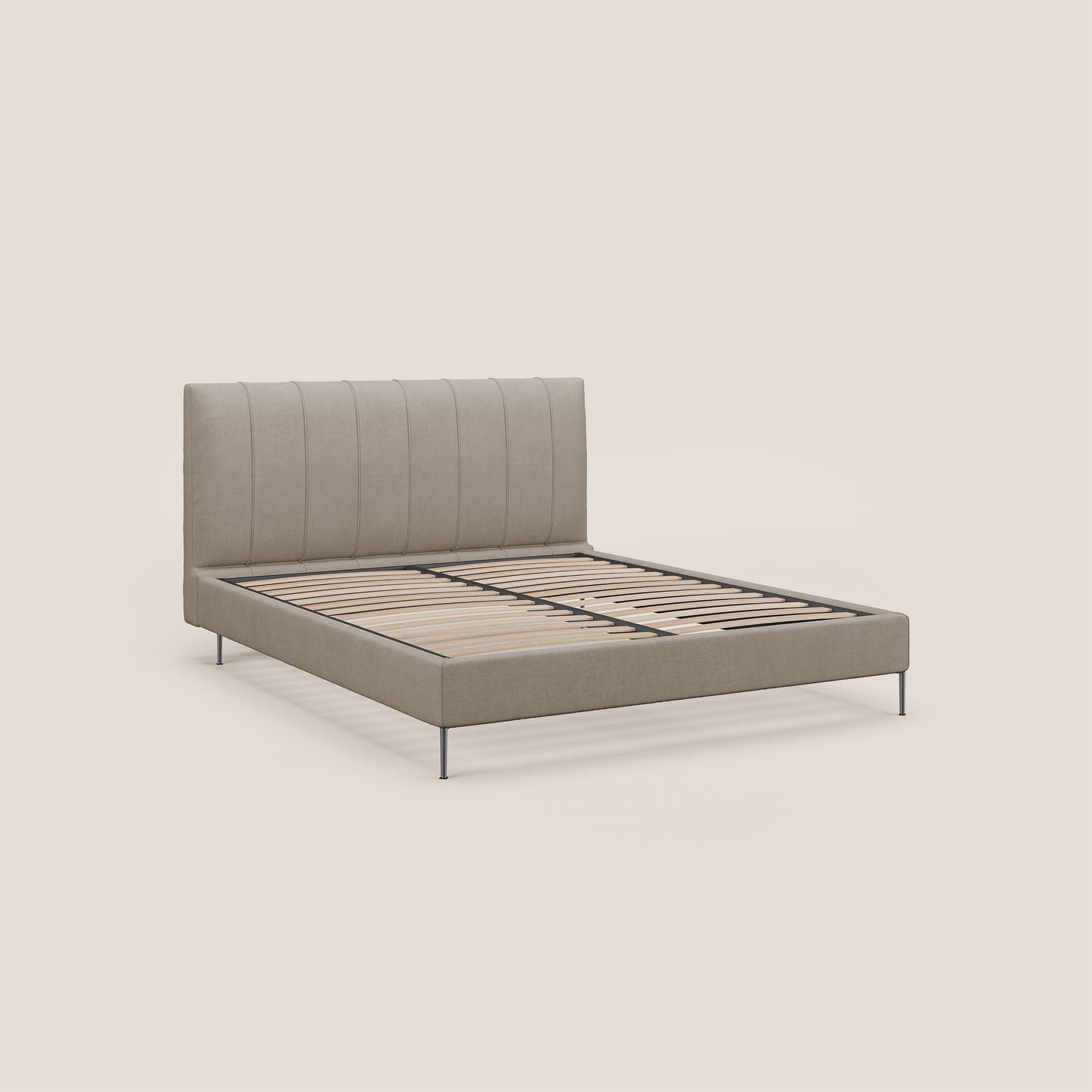 Calliope letto imbottito piedini alti completamente sfoderabile in tessuto smacchiabile T17 beige 