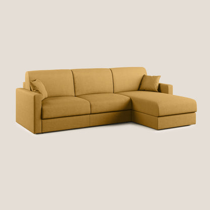 Chris Divano letto angolare con penisola in microfibra smaltabile T11 giallo