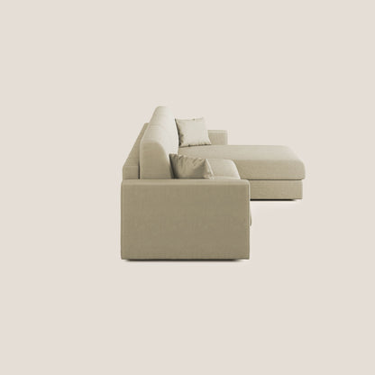 Chris Divano letto angolare con penisola in microfibra smacchiabile T11 panna