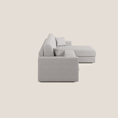 Chris Divano letto angolare con penisola in microfibra smaltabile T11 grigio chiaro