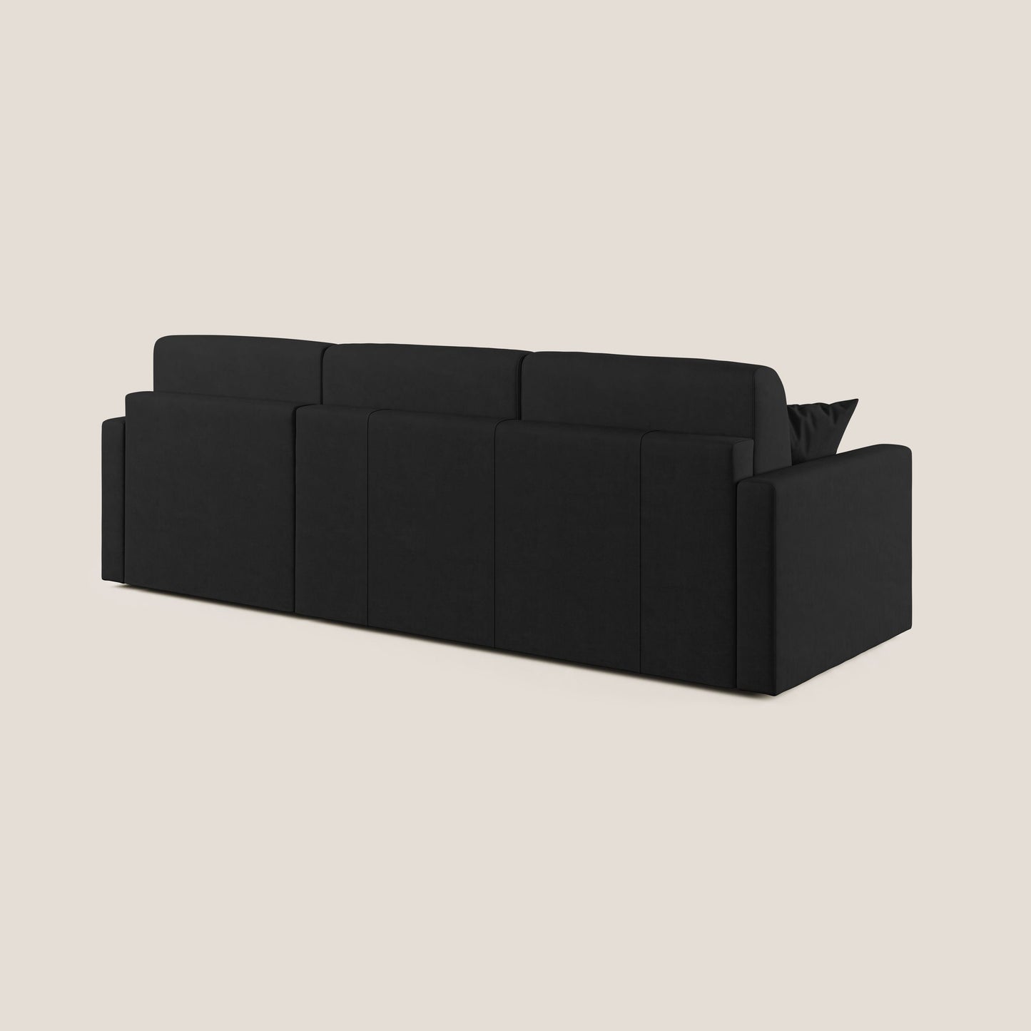 Chris Divano letto angolare con penisola in microfibra smaltabile T11 nero