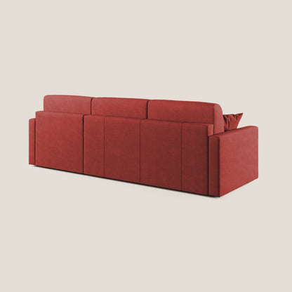 Chris Divano letto angolare con penisola in microfibra smaltabile T11 rosso