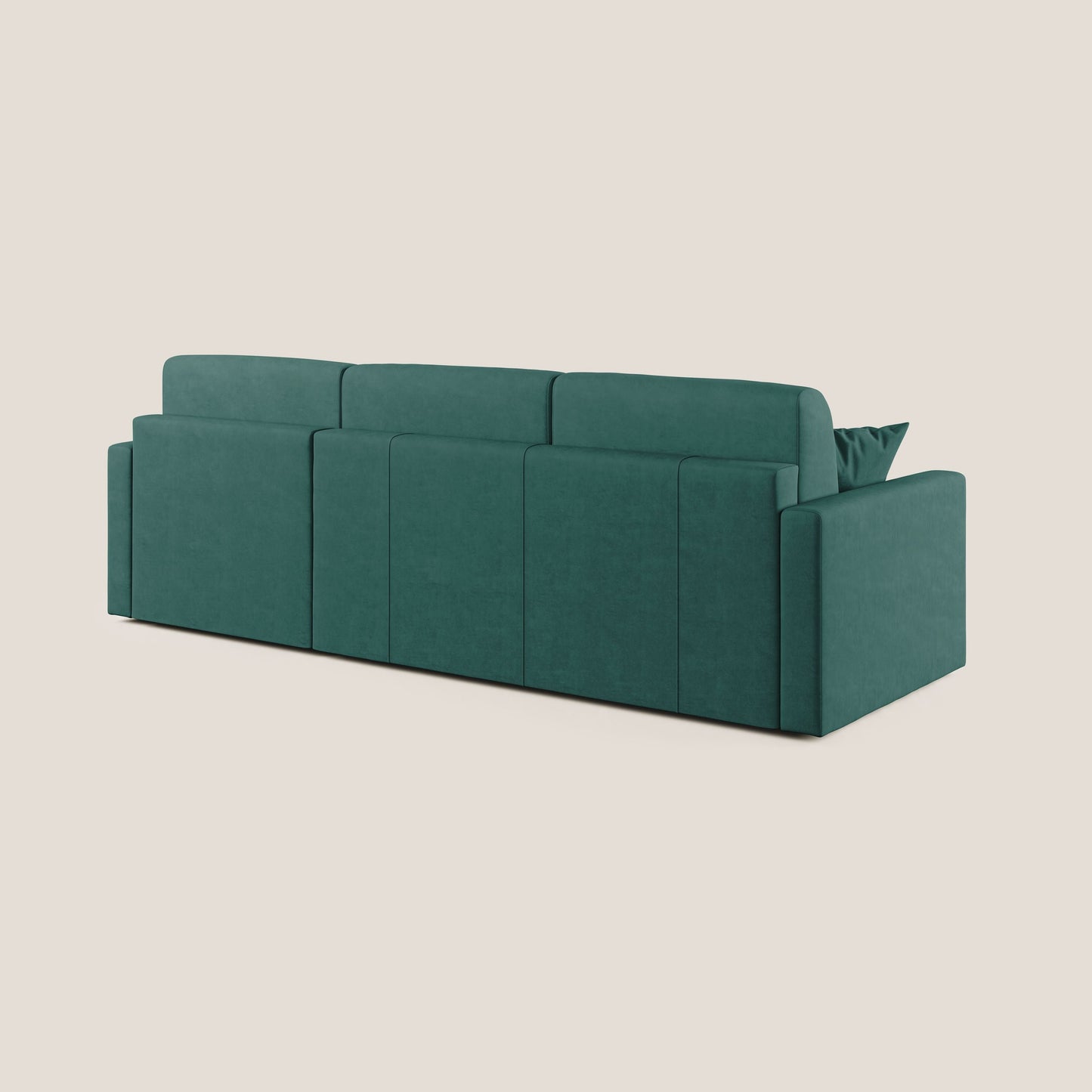 Chris Divano letto angolare con penisola in microfibra smaltabile T11 petrolio