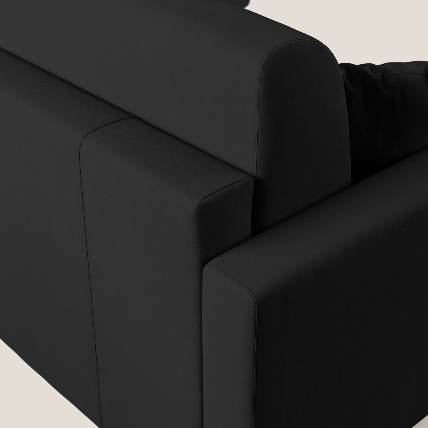 Chris Divano letto angolare con penisola in microfibra smaltabile T11 nero