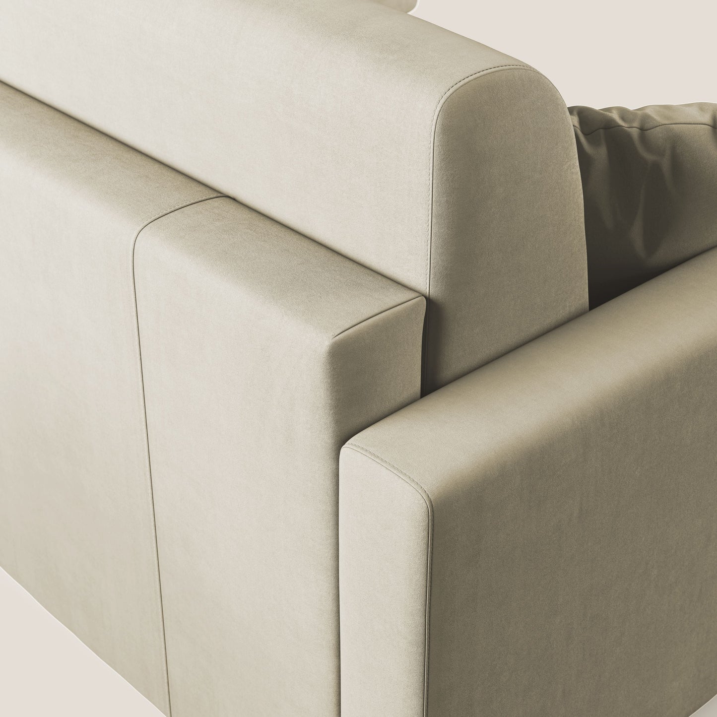 Chris Divano letto angolare con penisola in microfibra smacchiabile T11 panna