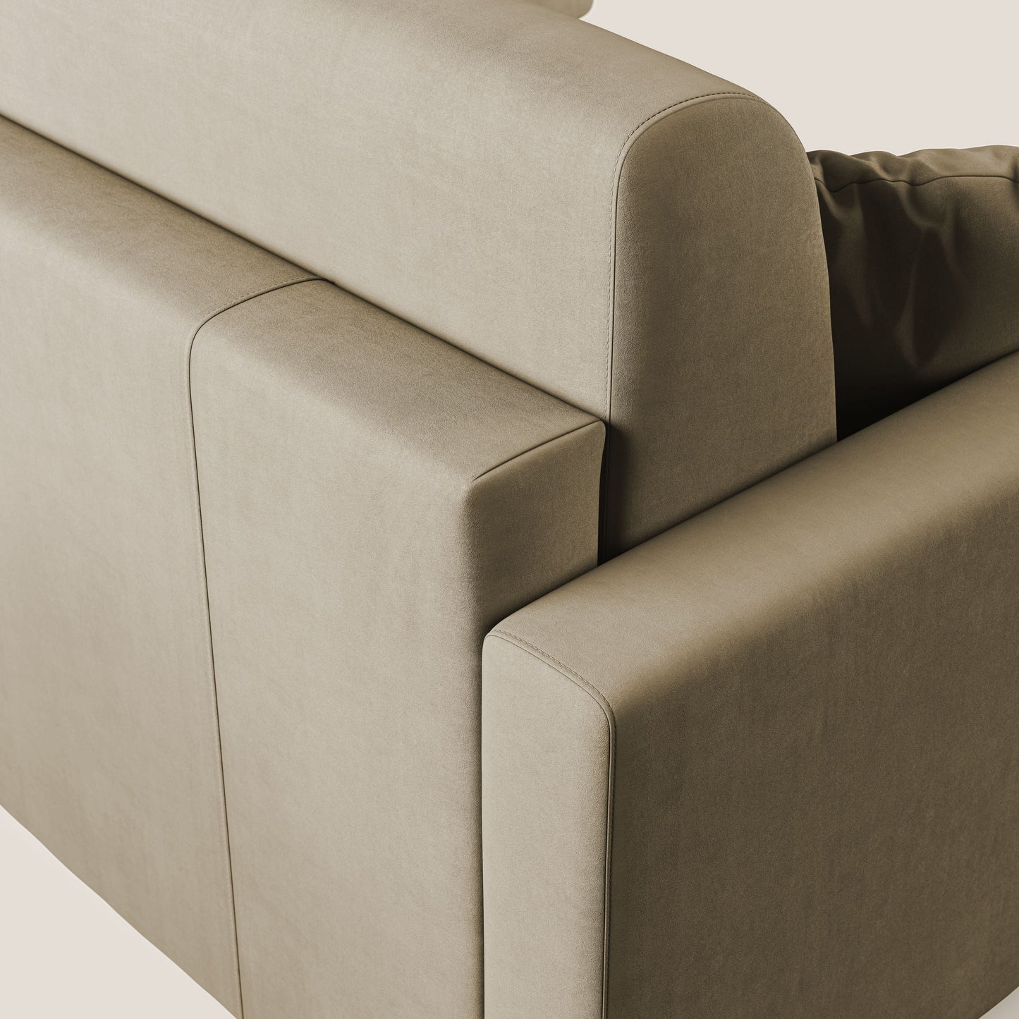 Chris Divano letto angolare con penisola in microfibra smacchiabile T11 beige