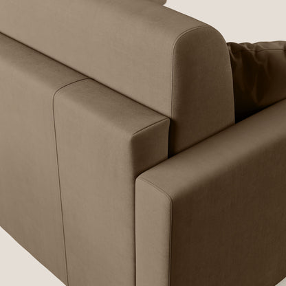 Chris Divano letto angolare con penisola in microfibra smaltabile T11 marrone