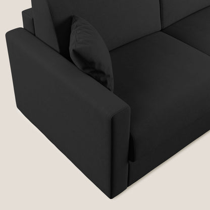 Chris Divano letto angolare con penisola in microfibra smaltabile T11 nero