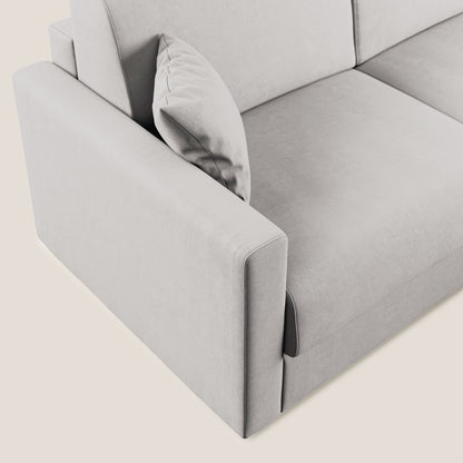 Chris Divano letto angolare con penisola in microfibra smaltabile T11 grigio chiaro