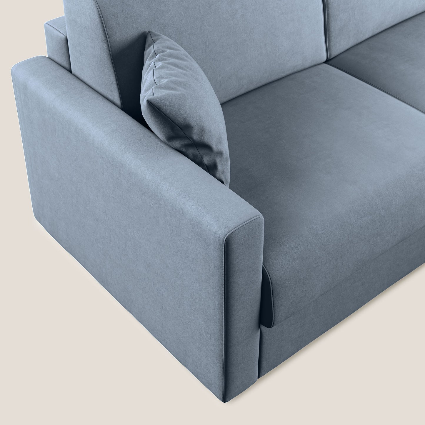 Chris Divano letto angolare con penisola in microfibra smacchiabile T11 carta da zucchero