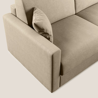 Chris Divano letto angolare con penisola in microfibra smaltabile T11 tortora