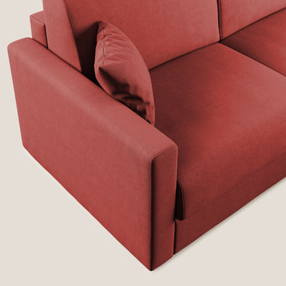 Chris Divano letto angolare con penisola in microfibra smaltabile T11 rosso