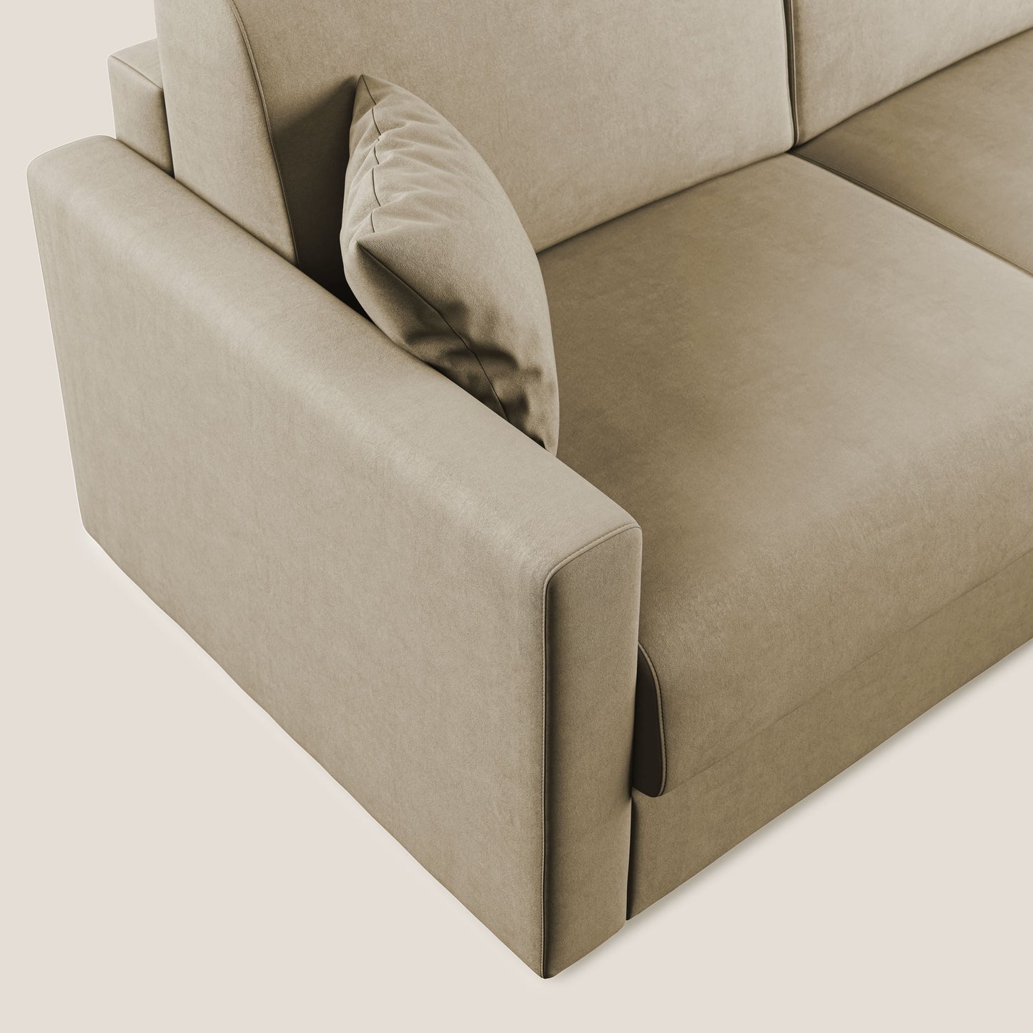 Chris Divano letto angolare con penisola in microfibra smacchiabile T11 beige