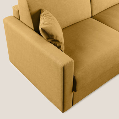 Chris Divano letto angolare con penisola in microfibra smaltabile T11 giallo