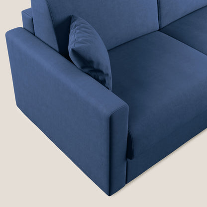 Chris Divano letto angolare con penisola in microfibra smacchiabile T11 blu