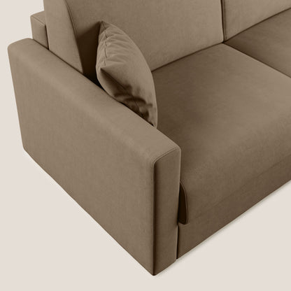 Chris Divano letto angolare con penisola in microfibra smaltabile T11 marrone