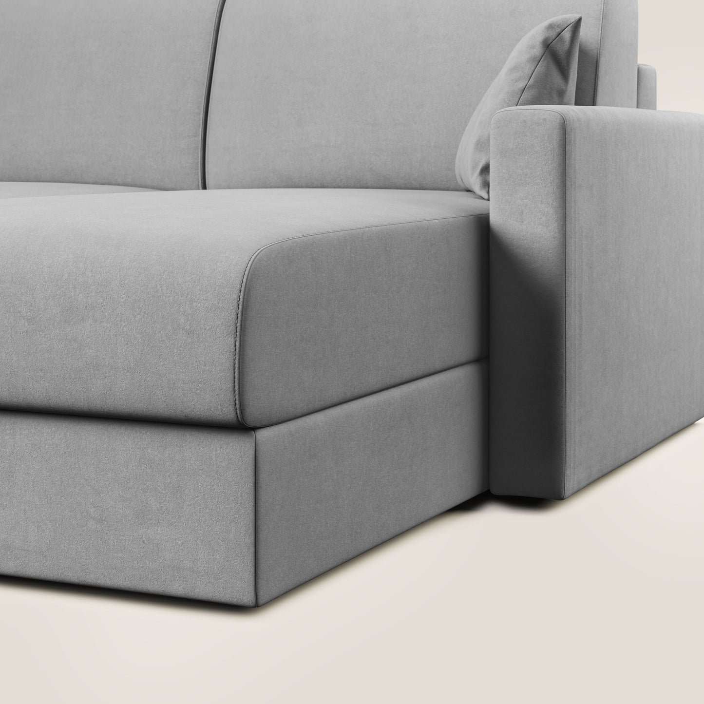 Chris Divano letto angolare con penisola in microfibra smacchiabile T11 grigio