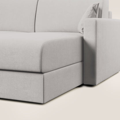 Chris Divano letto angolare con penisola in microfibra smaltabile T11 grigio chiaro