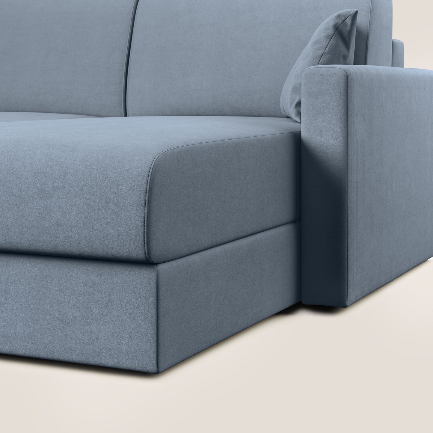 Chris Divano letto angolare con penisola in microfibra smacchiabile T11 carta da zucchero