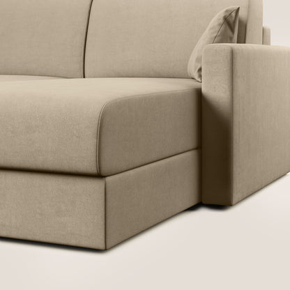 Chris Divano letto angolare con penisola in microfibra smaltabile T11 tortora