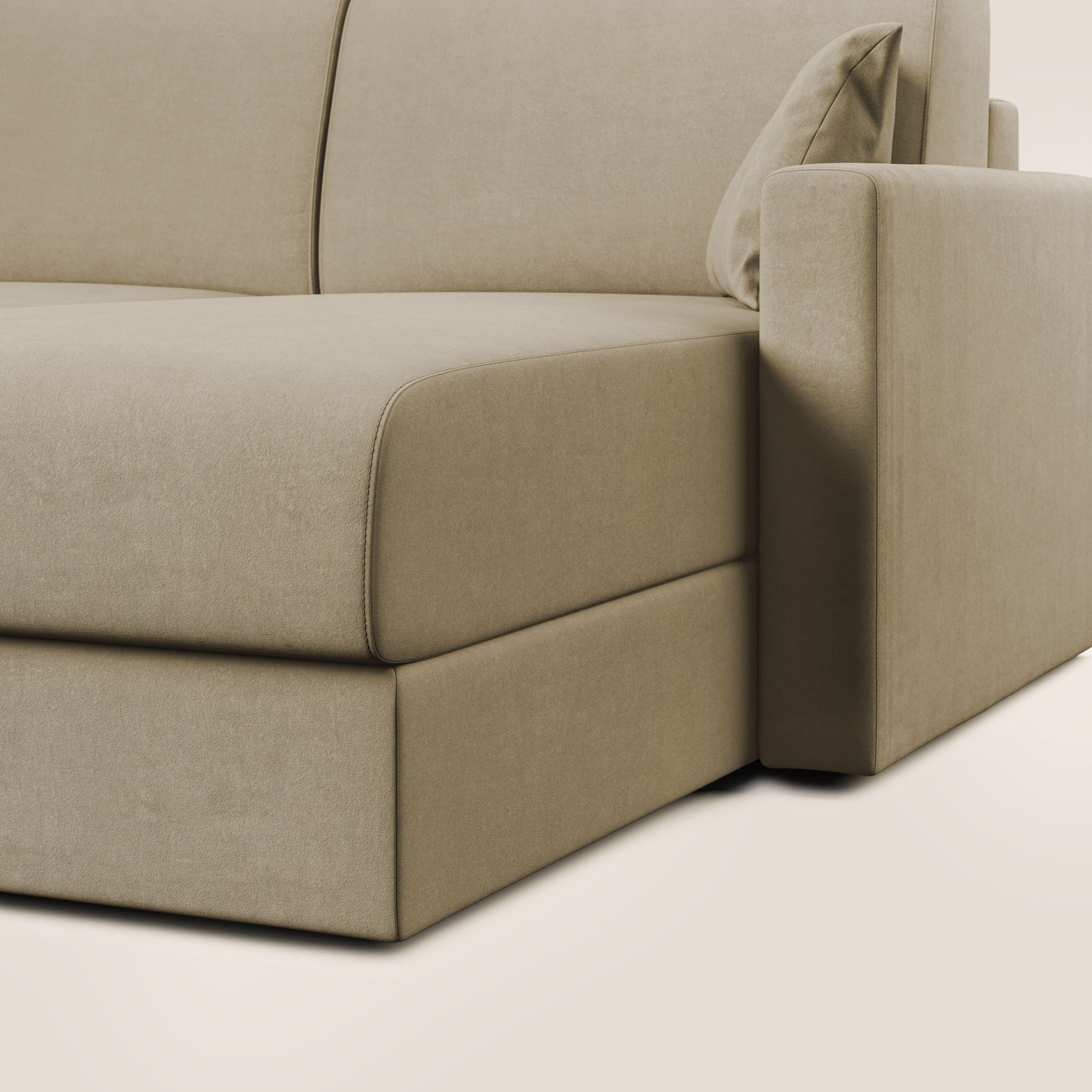 Chris Divano letto angolare con penisola in microfibra smacchiabile T11 beige